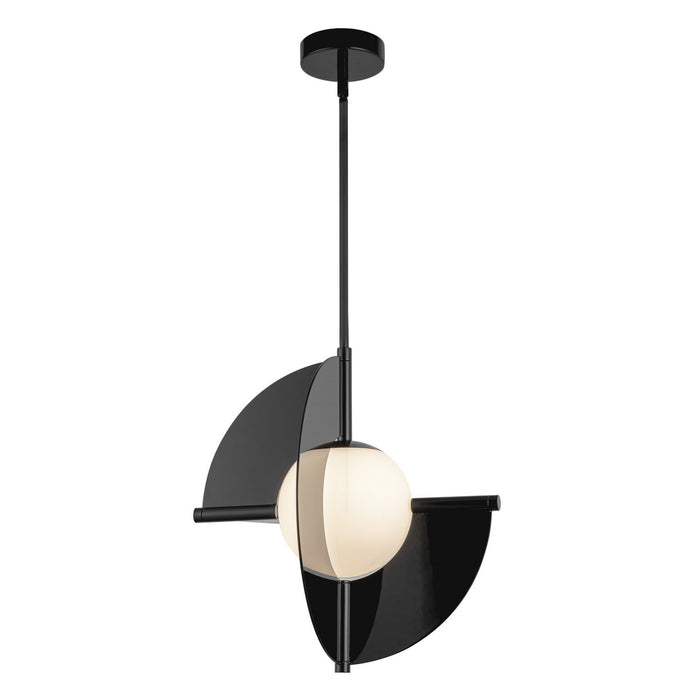 Kuzco Lighting PD65116-GBK/OP-UNV LED Pendant, Glossy Black/Opal Glass