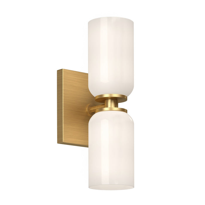 Kuzco Lighting WS57712-BG/GO Two Light Wall Sconce, Brushed Gold/Glossy Opal Glass