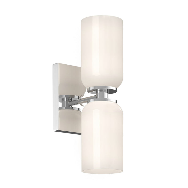 Kuzco Lighting WS57712-CH/GO Two Light Wall Sconce, Chrome/Glossy Opal Glass