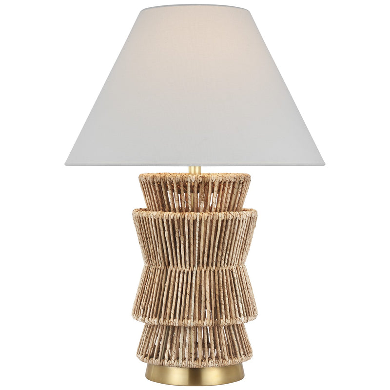 Visual Comfort Signature CHA 8015NAB/AB-L LED Table Lamp, Natural Abaca and Antique-Burnished Brass