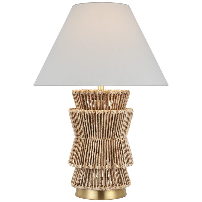 Visual Comfort Signature CHA 8015NAB/AB-L LED Table Lamp, Natural Abaca and Antique-Burnished Brass