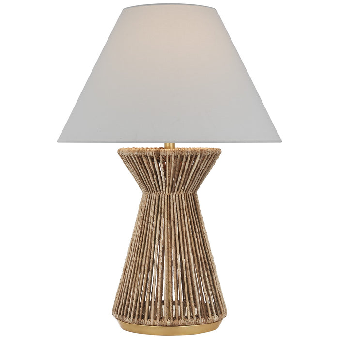 Visual Comfort Signature CHA 8016NAB/AB-L LED Table Lamp, Natural Abaca and Antique-Burnished Brass