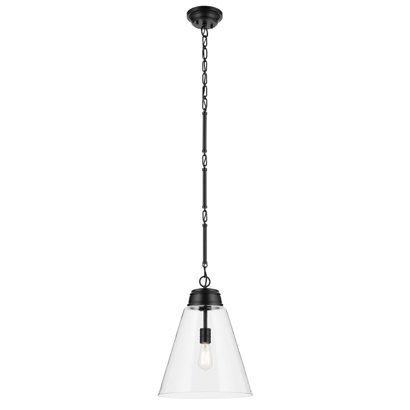 Kichler 52662BKCLR One Light Pendant, Black