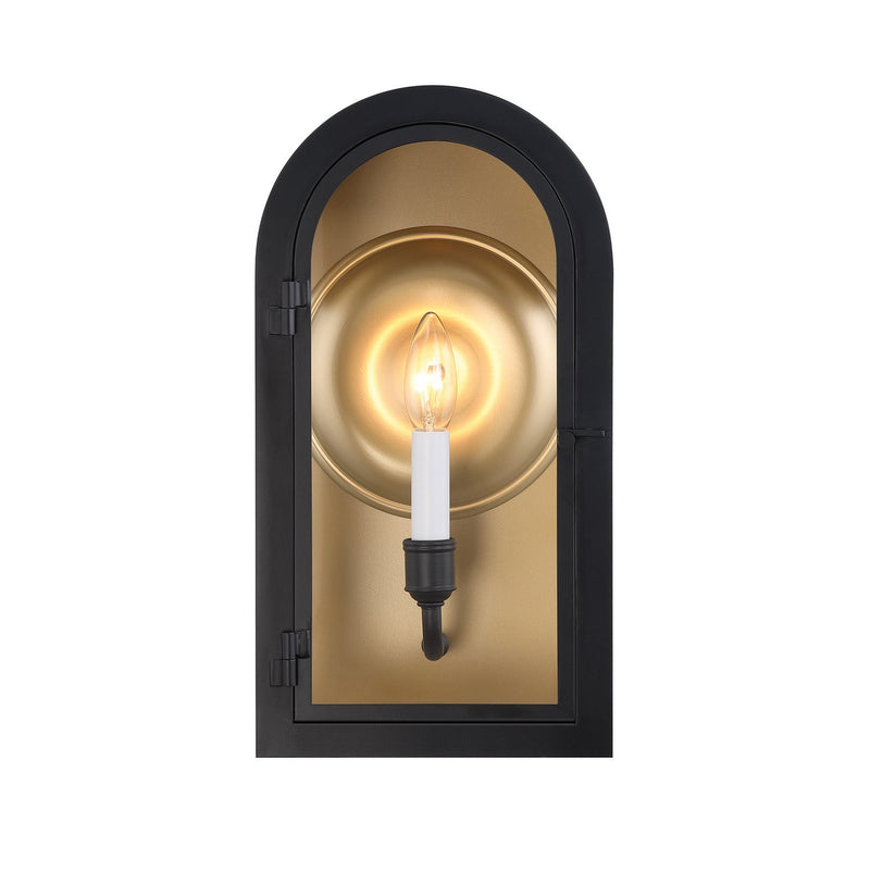 Savoy House 5-410-331 One Light Outdoor Wall Lantern, Matte Black with Vintage Gold