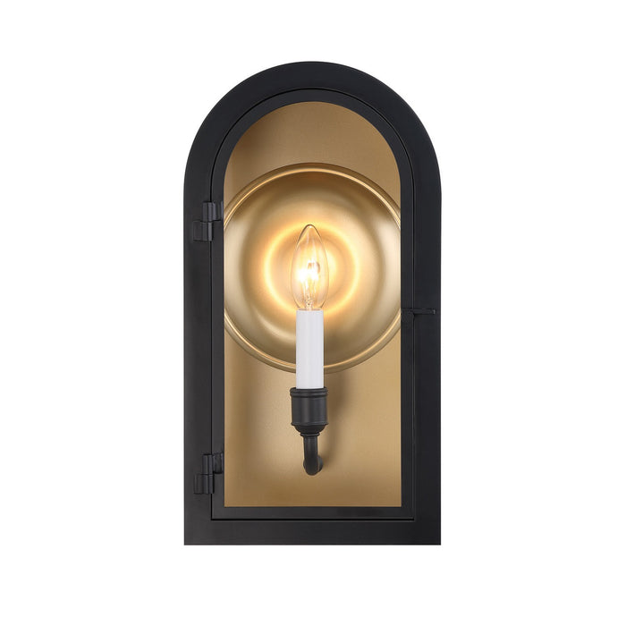 Savoy House 5-410-331 One Light Outdoor Wall Lantern, Matte Black with Vintage Gold