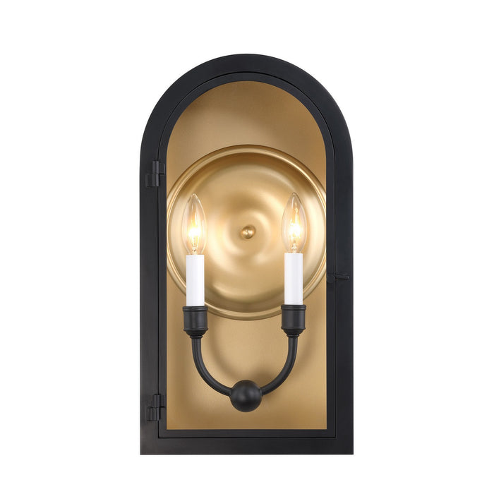 Savoy House 5-411-331 Two Light Outdoor Wall Lantern, Matte Black with Vintage Gold