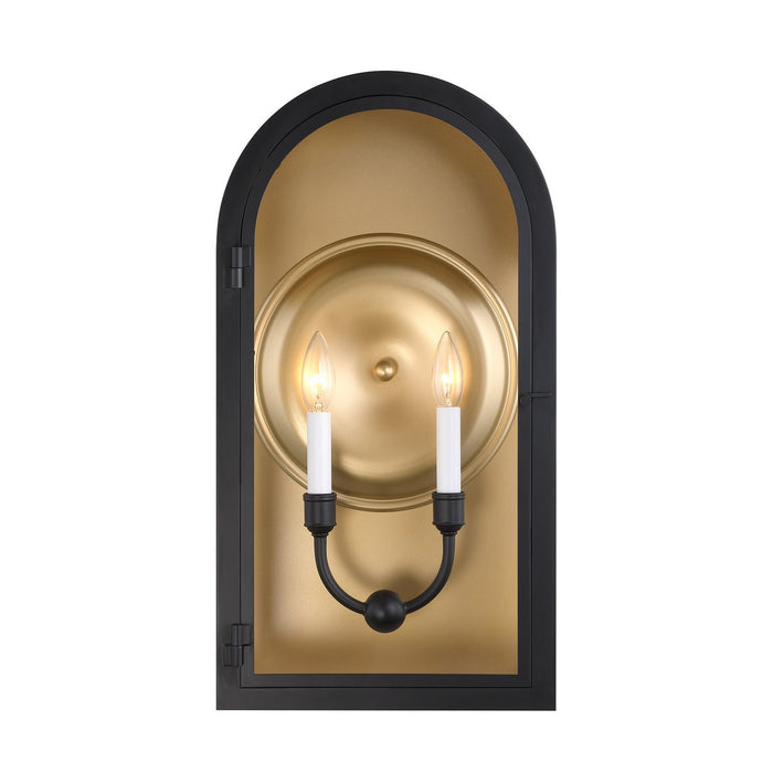 Savoy House 5-412-331 Two Light Outdoor Wall Lantern, Matte Black with Vintage Gold