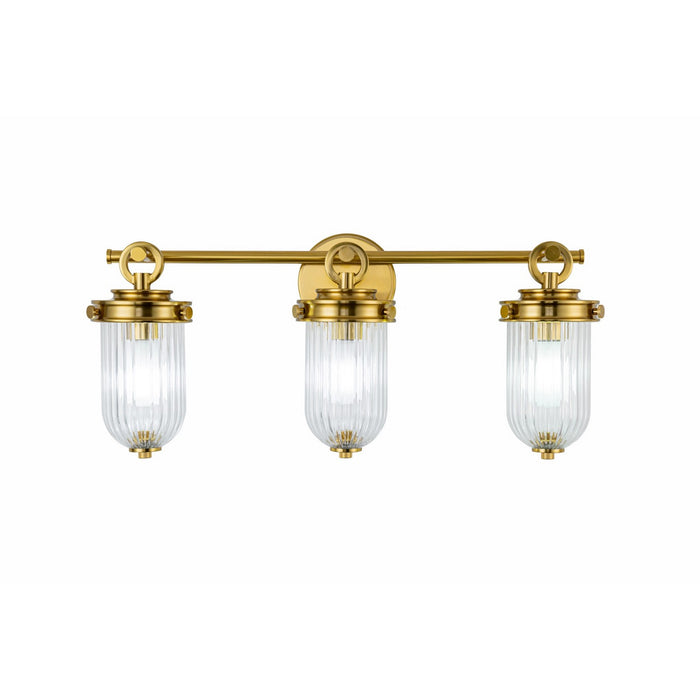Artcraft AC12023BR Three Light Bathroom Vanity, Vintage Brass