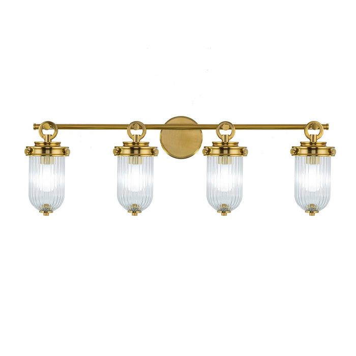 Artcraft AC12024BR Four Light Bathroom Vanity, Vintage Brass
