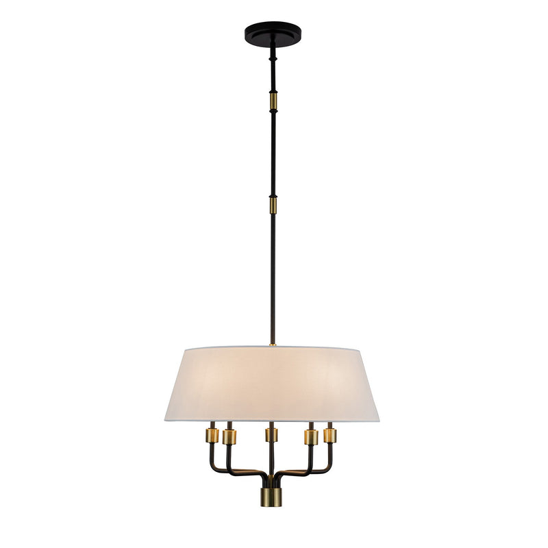 Artcraft AC12035BB Five Light Pendant, Black, Brushed Brass