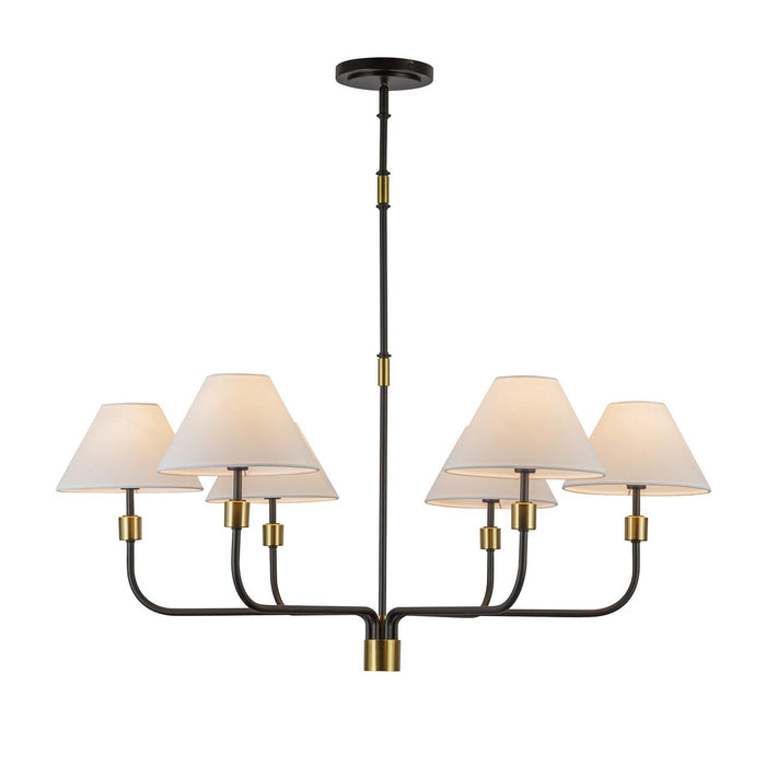 Artcraft AC12036BB Six Light Chandelier, Black, Brushed Brass