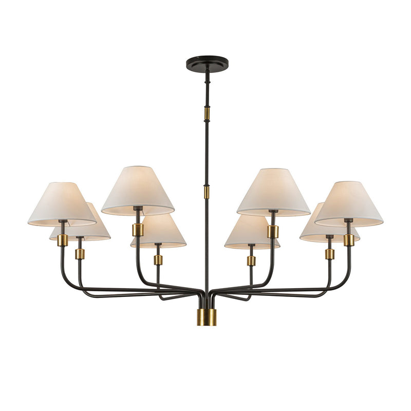 Artcraft AC12038BB Eight Light Chandelier, Black, Brushed Brass