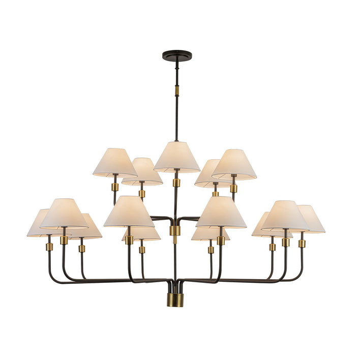 Artcraft AC12039BB 15 Light Chandelier, Black, Brushed Brass