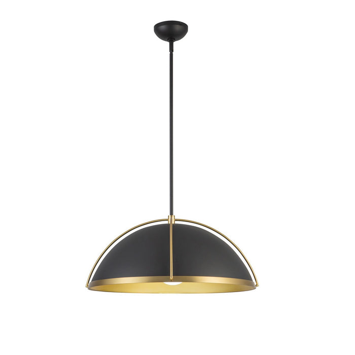 Artcraft AC12041BB One Light Pendant, Black, Brushed Brass