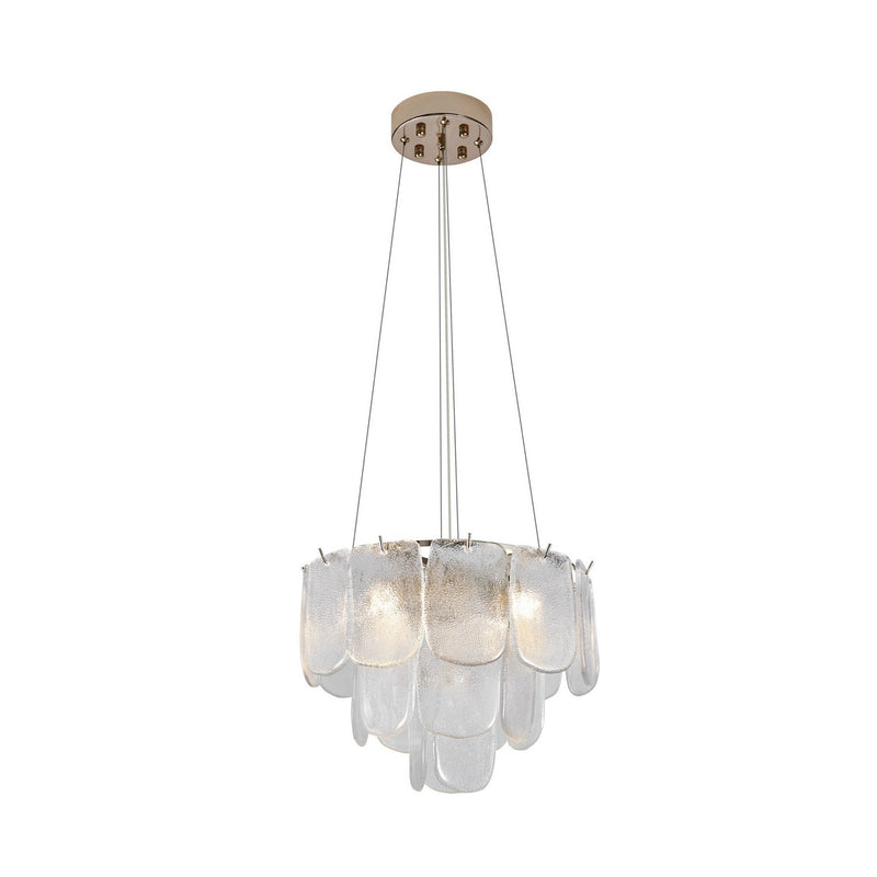 Artcraft AC12051CR Five Light Pendant, Polished Nickel, Crystalline