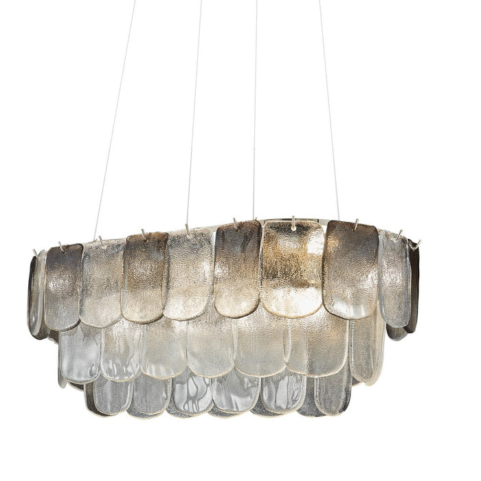 Artcraft AC12054CS 12 Light Island Pendant, Polished Nickel, Crystalline Smoke