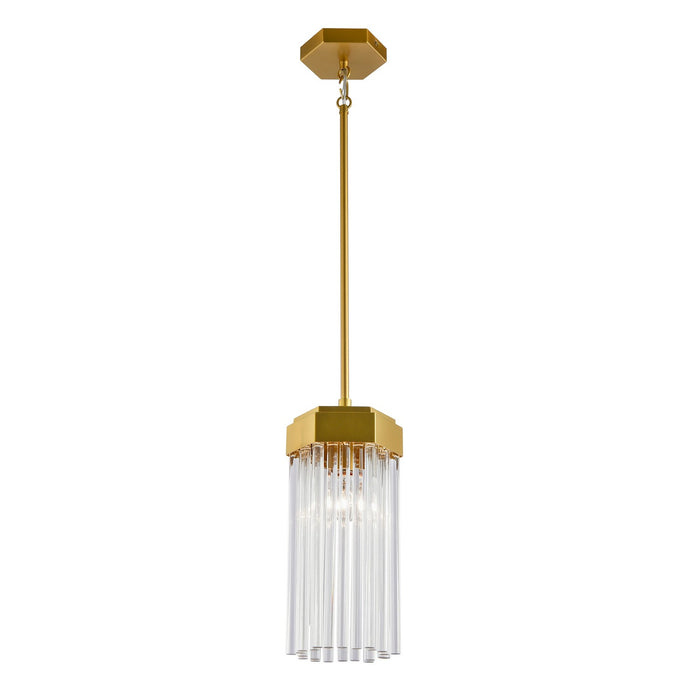 Artcraft AC12060BR One Light Pendant, Brushed Brass