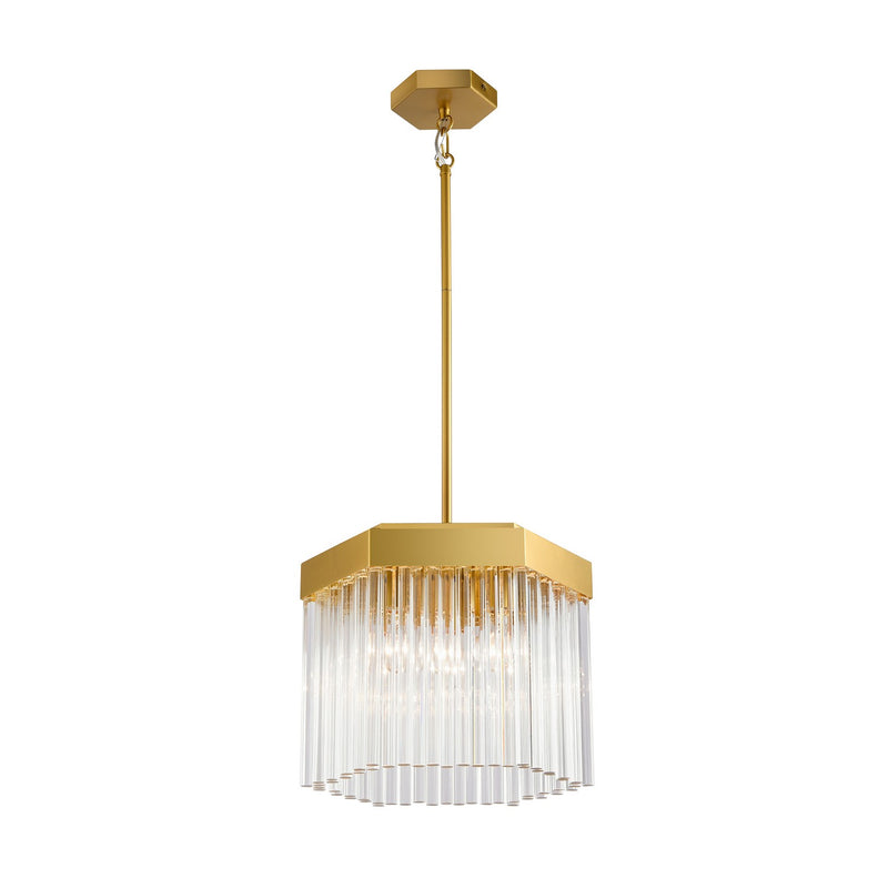 Artcraft AC12062BR Three Light Pendant, Brushed Brass