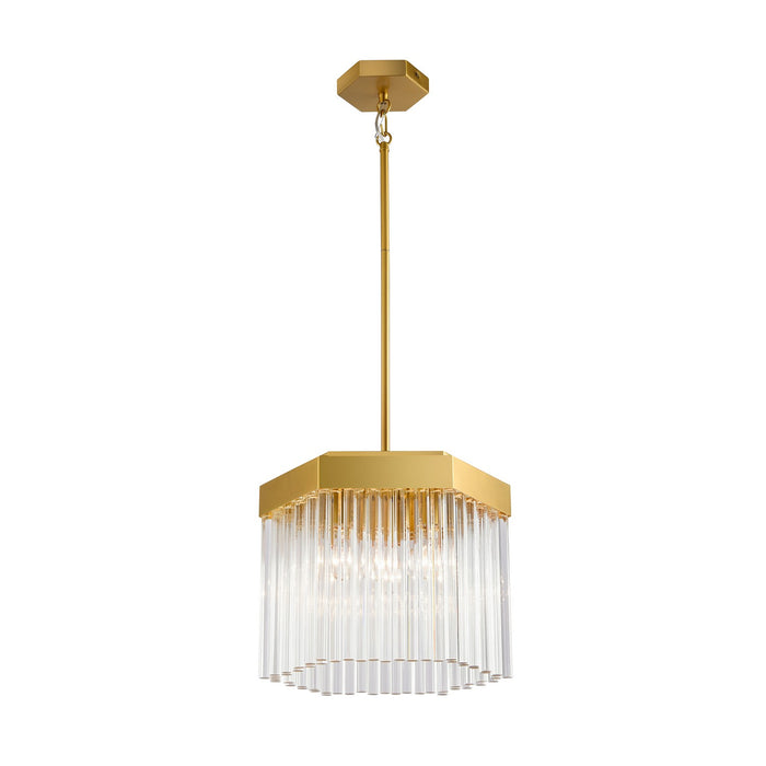 Artcraft AC12062BR Three Light Pendant, Brushed Brass
