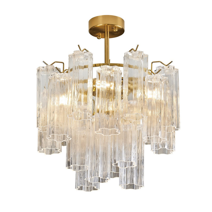 Artcraft AC12103BR Five Light Semi Flush Mount, Brass