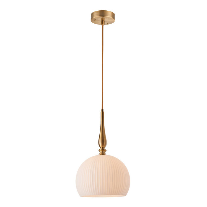 Artcraft AC12111BR One Light Pendant, Brushed Brass
