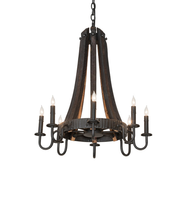 Meyda Tiffany 270064 Eight Light Chandelier, Costello Black/Charred Wood