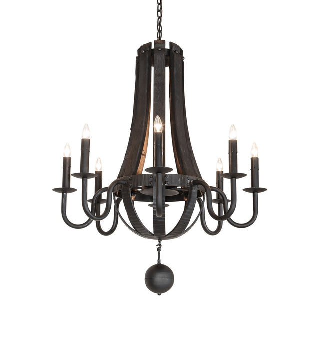 Meyda Tiffany 270067 Eight Light Chandelier, Costello Black/Charred Wood
