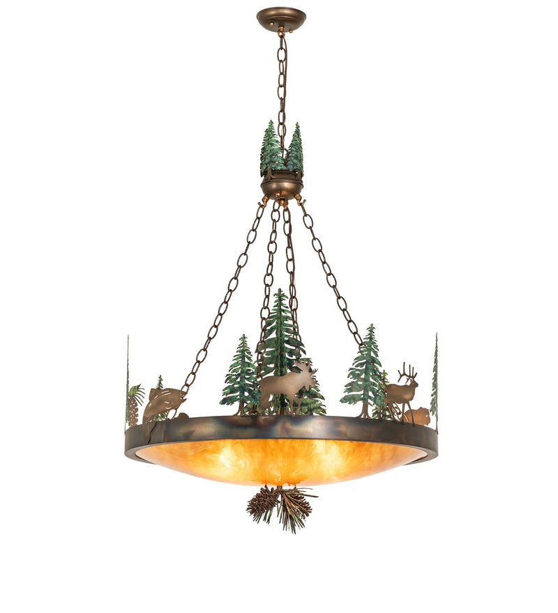 Meyda Tiffany 270969 Four Light Pendant, Dark Burnished Antique Copper