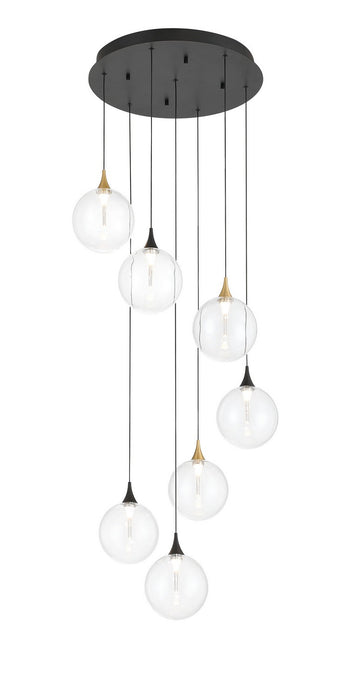 Eurofase 48930-017 Seven Light Chandelier, Gold-Black