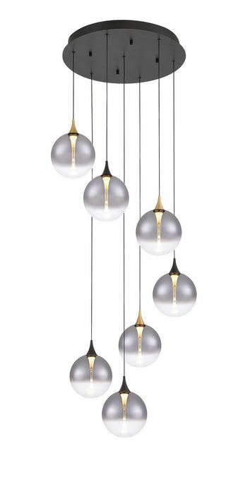 Eurofase 48930-024 Seven Light Chandelier, Gold-Black