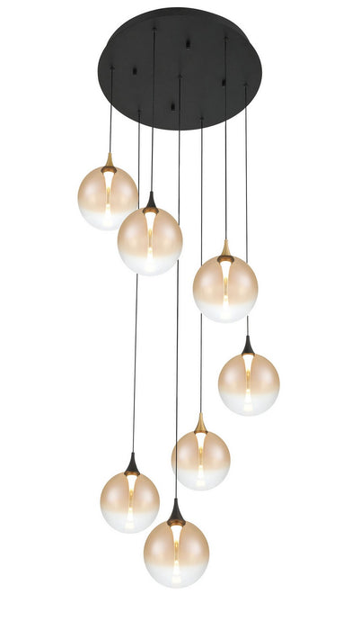 Eurofase 48930-031 Seven Light Chandelier, Gold-Black