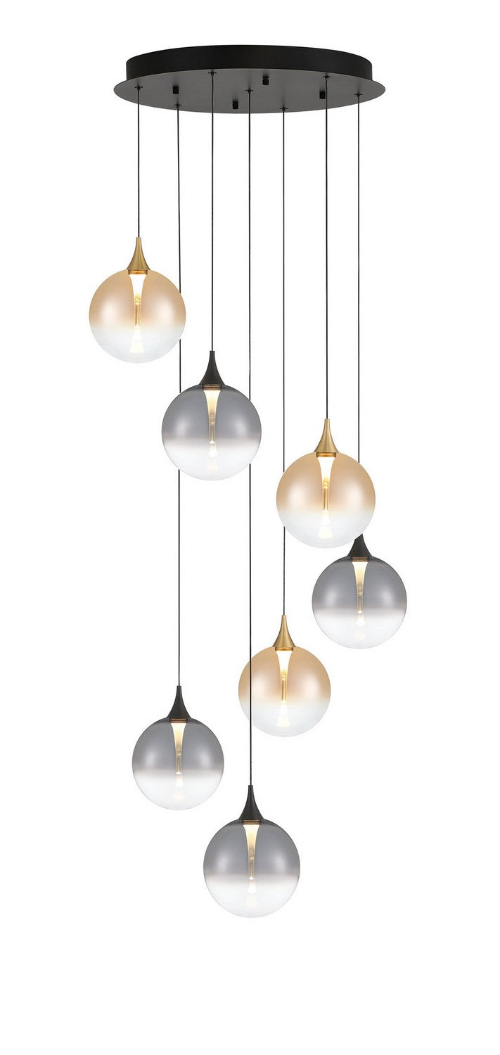 Eurofase 48930-042 Seven Light Chandelier, Gold-Black