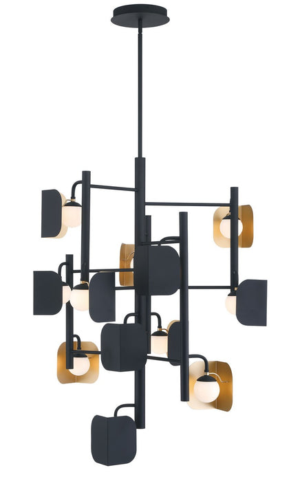 Eurofase 49228-014 12 Light Chandelier, Gold-Black