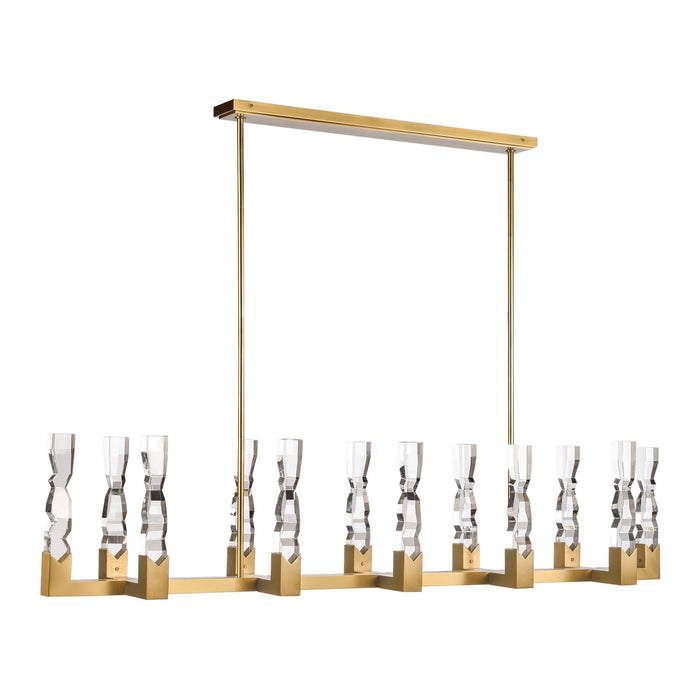 Zeev Lighting PL11356-LED-12-2x2-AGB LED Linear Pendant, Aged Brass