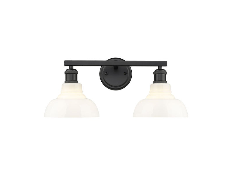 Golden 0305-BA2 BLK-VMG Two Light Vanity, Matte Black