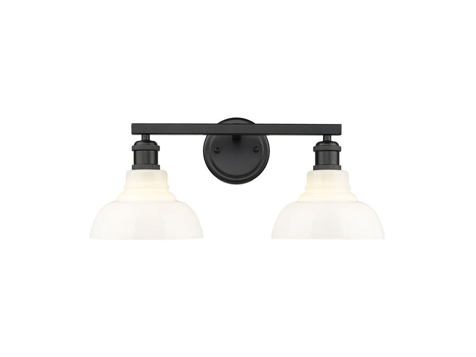 Golden 0305-BA2 BLK-VMG Two Light Vanity, Matte Black