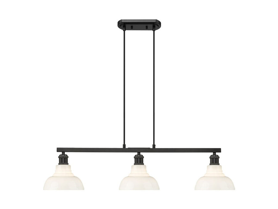 Golden 0305-LP BLK-VMG Three Light Linear Pendant, Matte Black