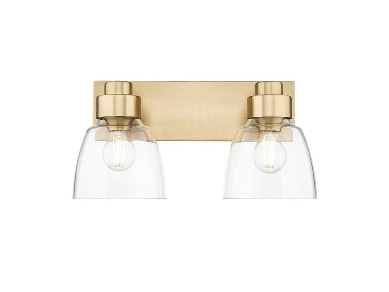 Golden 0314-BA2 BCB-CLR Two Light Vanity, Brushed Champagne Bronze