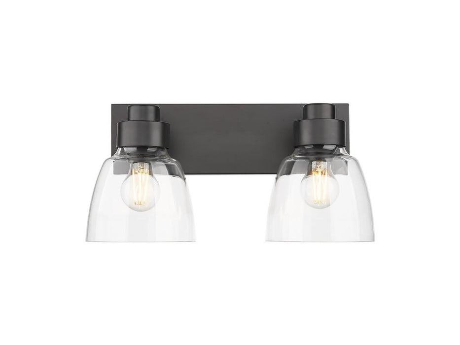 Golden 0314-BA2 BLK-CLR Two Light Vanity, Matte Black