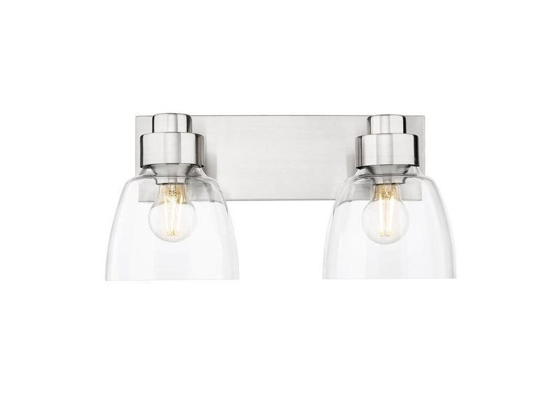 Golden 0314-BA2 PW-CLR Two Light Vanity, Pewter