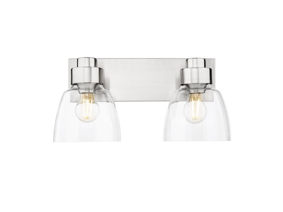 Golden 0314-BA2 PW-CLR Two Light Vanity, Pewter