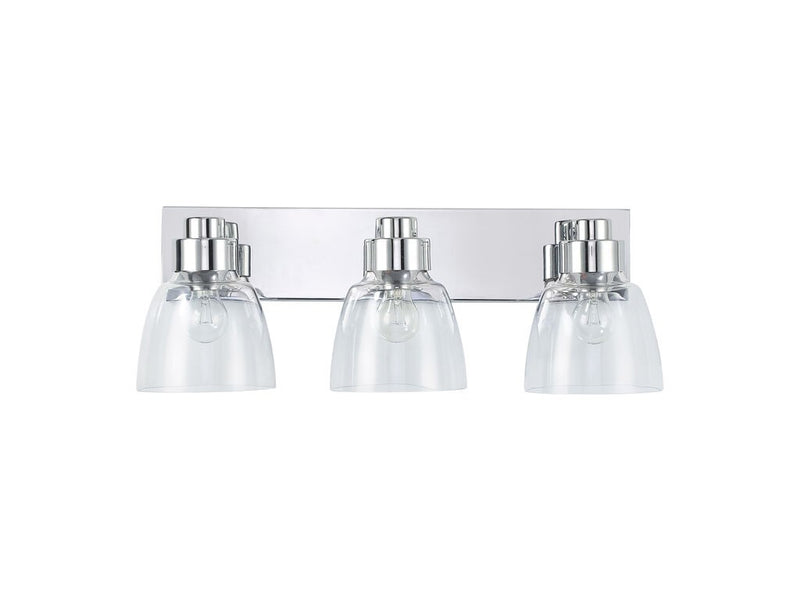 Golden 0314-BA3 CH-CLR Three Light Vanity, Pewter