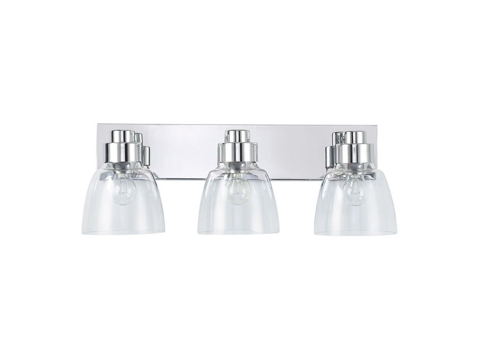 Golden 0314-BA3 CH-CLR Three Light Vanity, Pewter