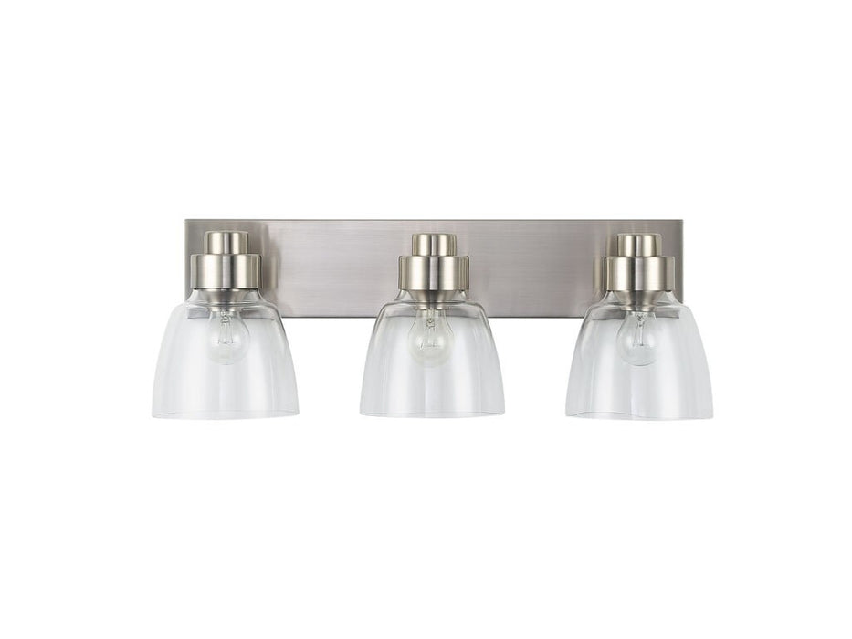 Golden 0314-BA3 PW-CLR Three Light Vanity, Pewter
