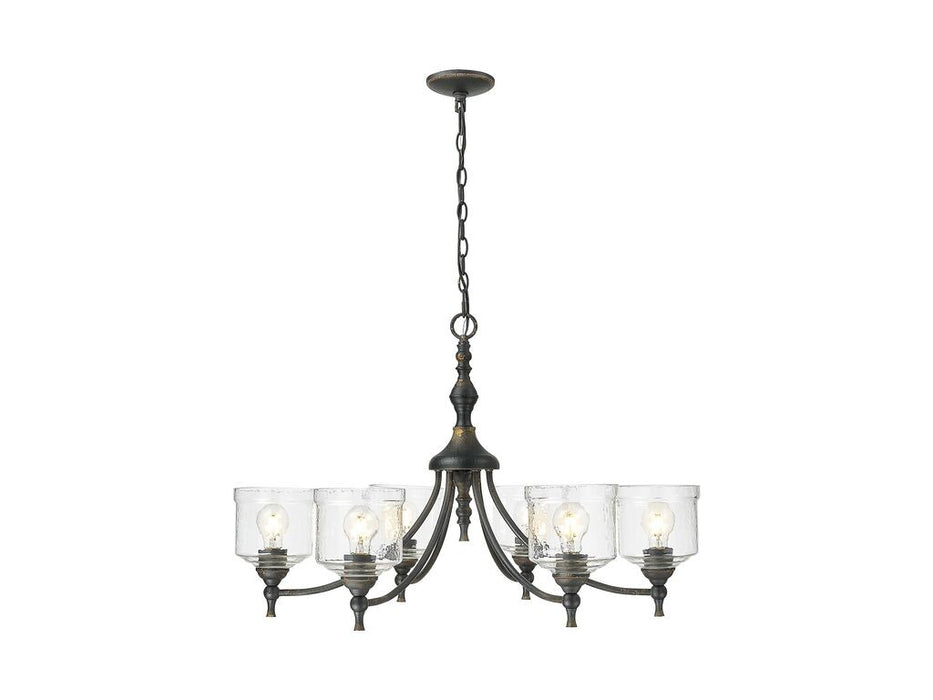 Golden 0806-6 ABI-HWG Six Light Chandelier, Antique Black Iron
