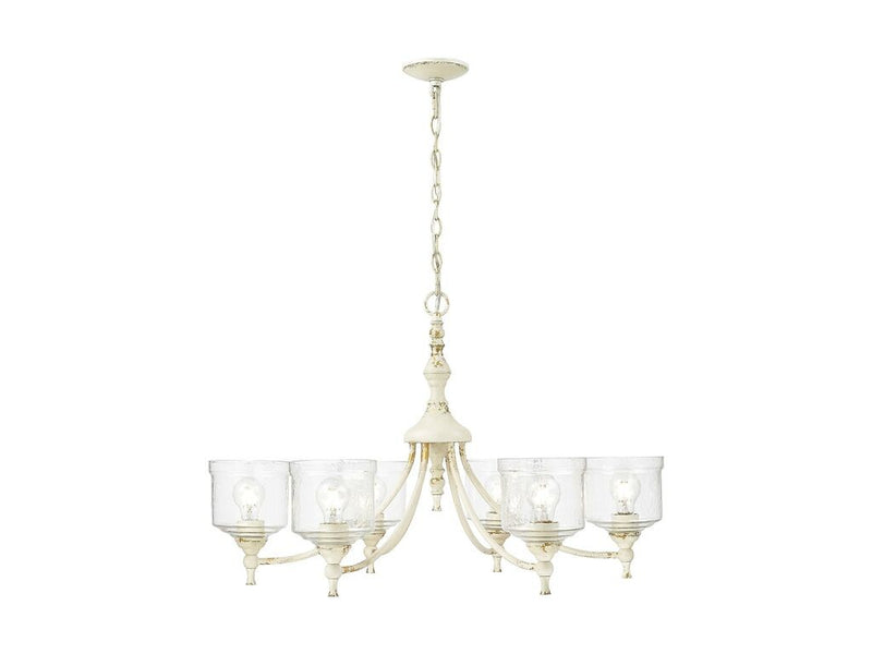 Golden 0806-6 AI-HWG Six Light Chandelier, Antique Ivory