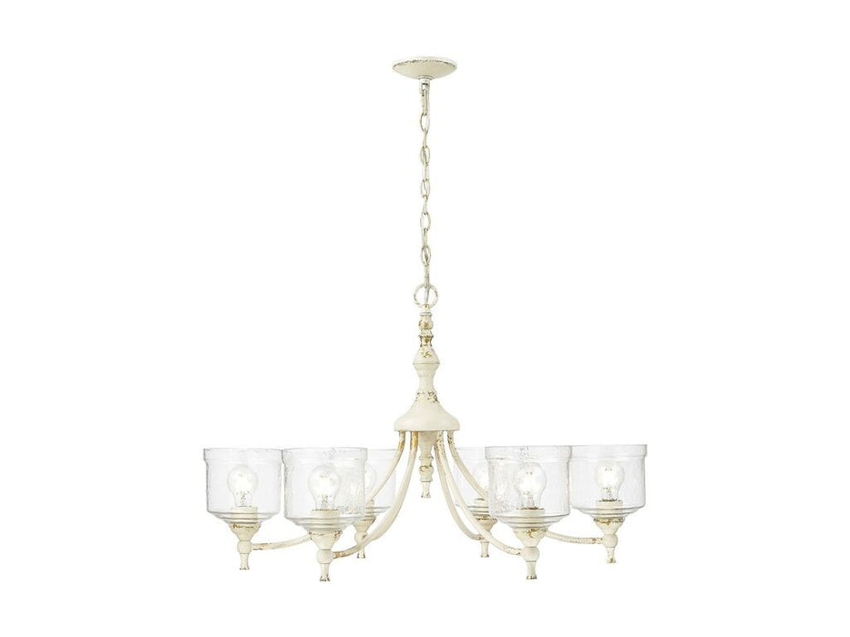 Golden 0806-6 AI-HWG Six Light Chandelier, Antique Ivory