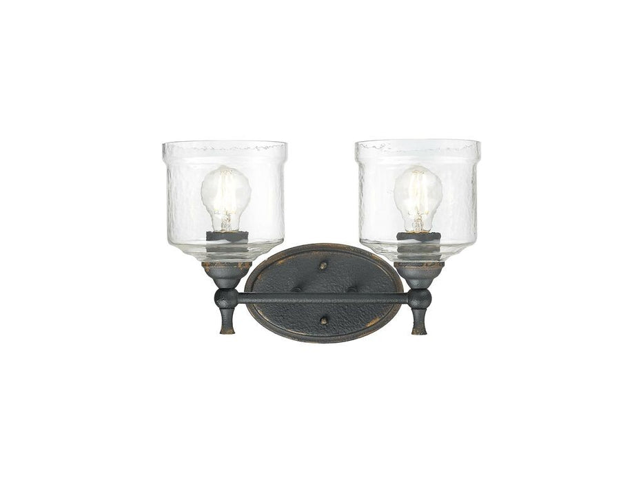 Golden 0806-BA2 ABI-HWG Two Light Vanity, Antique Black Iron