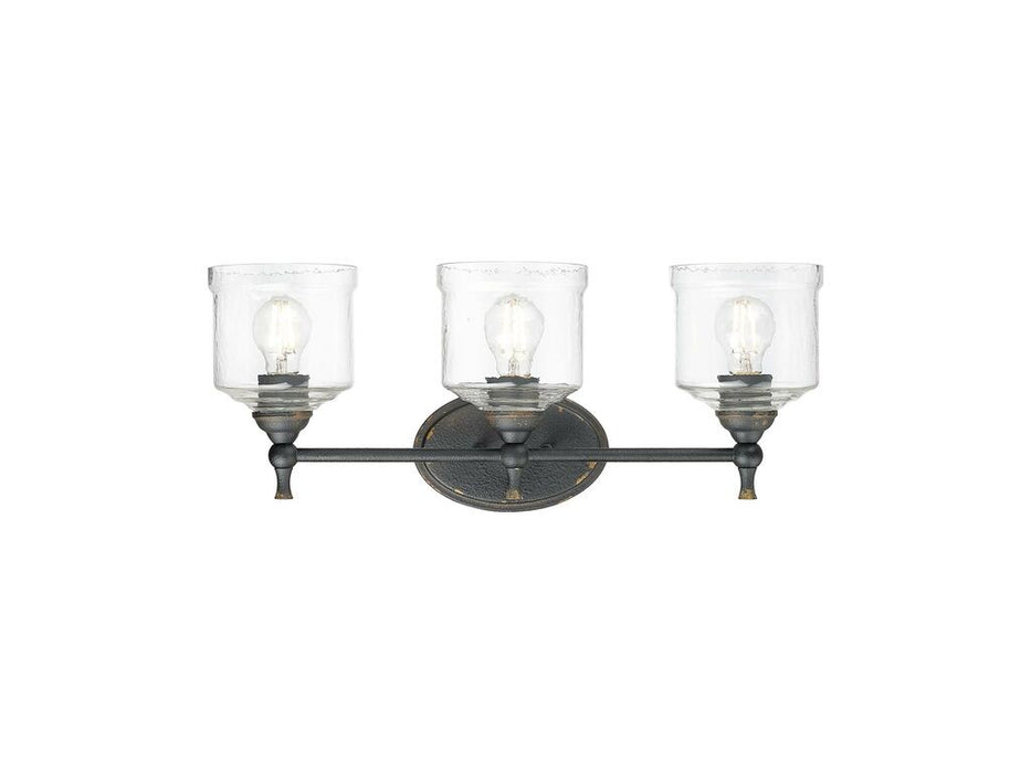 Golden 0806-BA3 ABI-HWG Three Light Vanity, Antique Black Iron