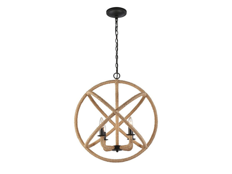 Golden 0868-4 NB Four Light Chandelier, Natural Black